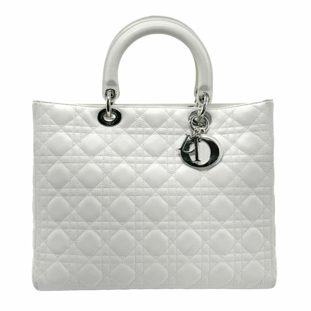 Christian Dior Lady 2way Shoulder Bag lambskin white